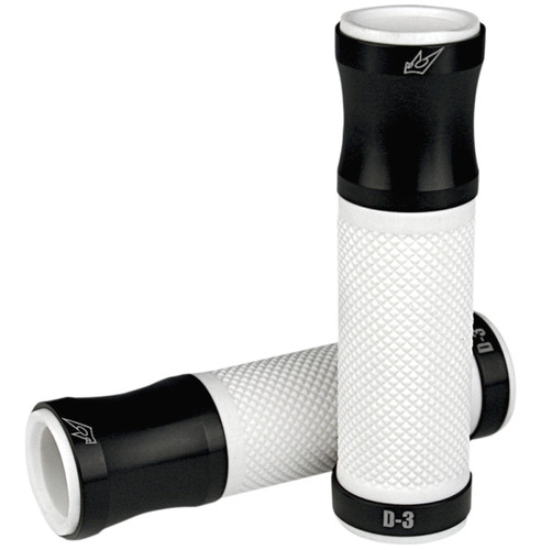 Driven D3 Handlebar Grips | 7/8" Bars | White/Black Collars (D3BK/WT)