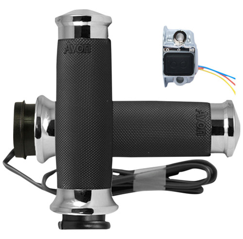 Avon Custom Contour Chrome Heated Handlebar Grips (CC-85-CH-FLY-HT)