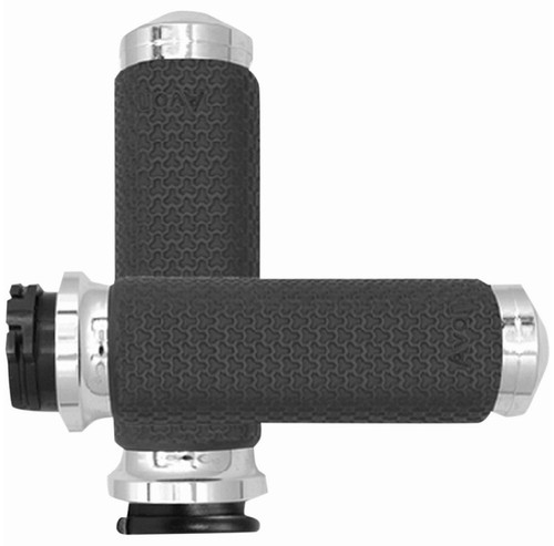 Avon Memory Foam Black/Chrome Grips - Cable Style Large 1.625" O.D. (MF-63B-CH)