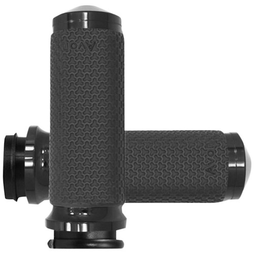 Avon Memory Foam Black Grips | Large 1.625" OD Throttle by Wire (MF-63B-ANO-FLY)
