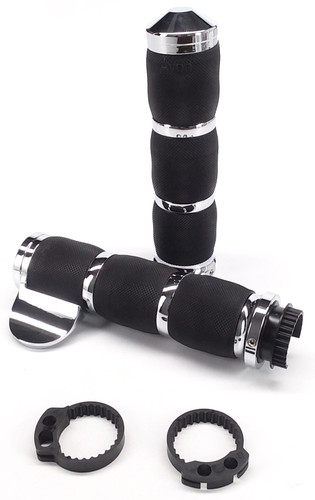 Avon Air Cushion 1" Chrome/Black Grips w/Throttle Boss (MT-AIR-90-CH-B)