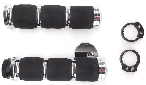 Avon Air Cushion 1" Chrome/Black Grips w/Throttle Boss (MT-AIR-90-CH-B)