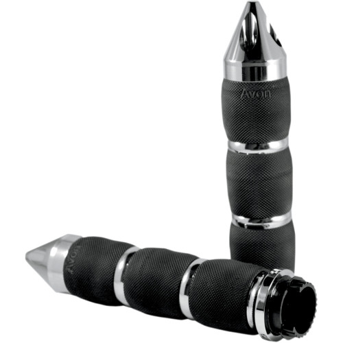 Avon Metric Touring Spike Air Cushion Chrome Handlebar Grips (MT-AIR-90-CH-SP)