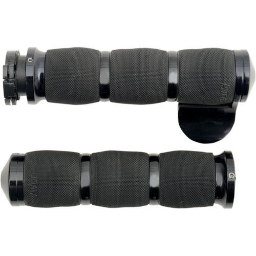 Avon Air Cushion 1" Black Handlebar Grips w/Throttle Boss (MT-AIR-90-AN-B)
