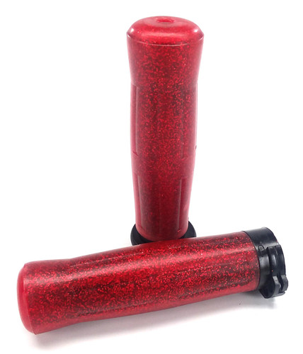 Avon Old School 1" Push-Pull Cable Red Sparkle Rubber Grips (OLD-69-S-RED)