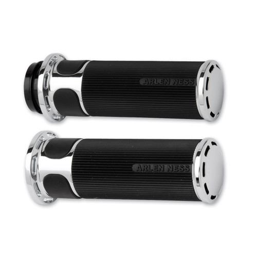 Arlen Ness Slot Track Chrome Handlebar Grips (07-300)