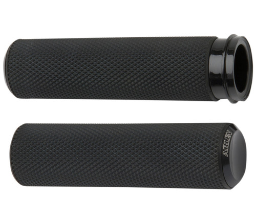 Arlen Ness Fusion Knurled Fly-by-Wire Black Handlebar Grips (07-327)