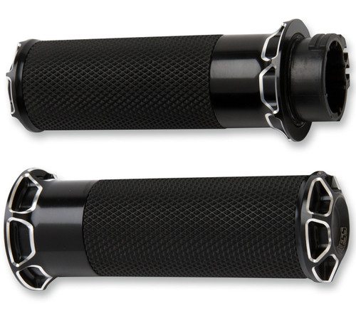 Arlen Ness Bevelled Black Handlebar Grips (07-331)