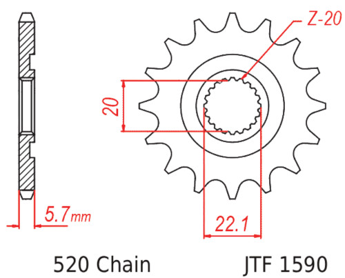 JT Front Sprocket | 12 Tooth | 520 | Steel (JTF1590.12)