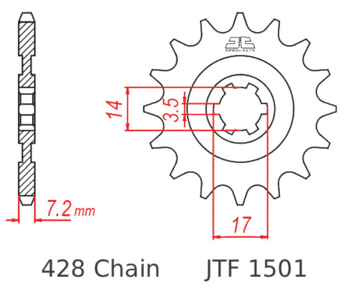 JT Front Sprocket | 12 Tooth | 428 | Steel (JTF1501.12)
