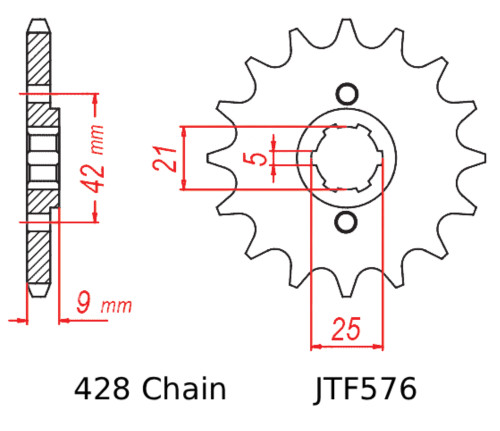 JT Front Sprocket | 18 Tooth | 428 | Steel | '85-00 Yamaha XT350 (JTF576.18)