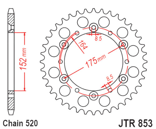 JT Rear Sprocket | Steel | 520 | 45 Tooth (JTR853.45)