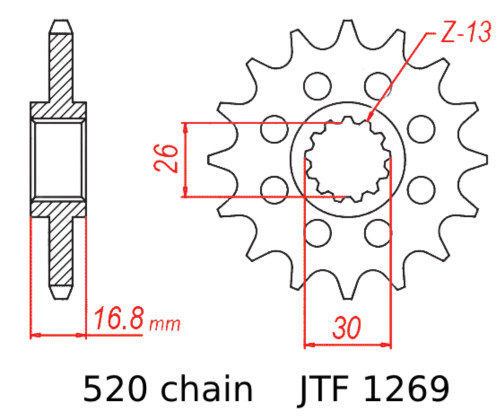 JT Front Sprocket | 15 Tooth | 520 | Steel | Lightweight (JTF1269.15)