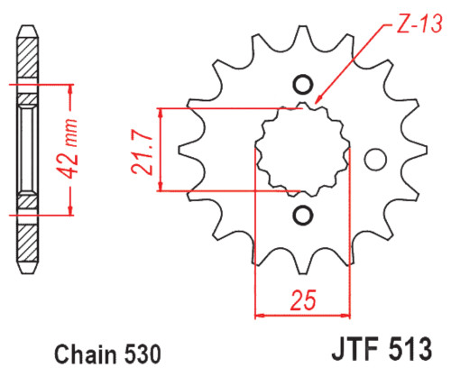 JT Front Sprocket | 16 Tooth | 530 | Steel (JTF513.16)