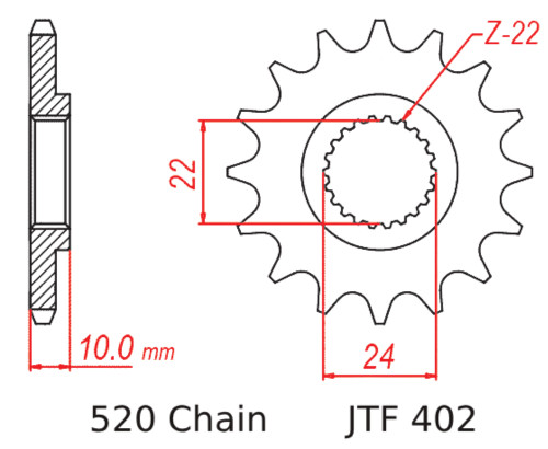 JT Front Sprocket | 16 Tooth | 520 | Steel (JTF402.16)