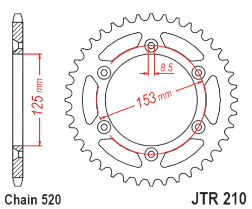 JT Rear Sprocket | Steel | 520 | 46 Tooth (JTR210.46)