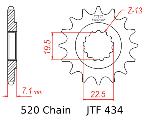 JT Front Sprocket | 15 Tooth | 520 | Steel (JTF434.15)