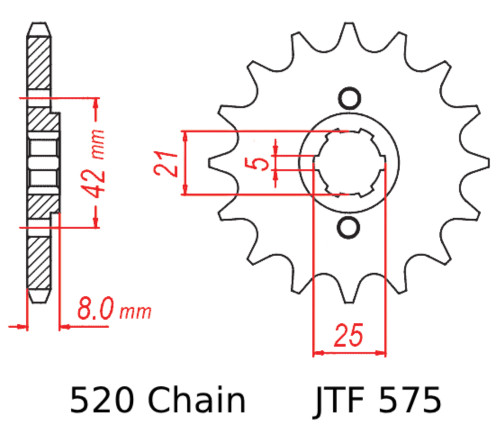 JT Front Sprocket 14 Tooth 520 Steel (JTF575.14)