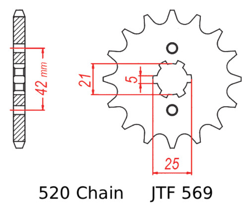 JT Front Sprocket | 17 Tooth | 520 | Steel (JTF569.17)
