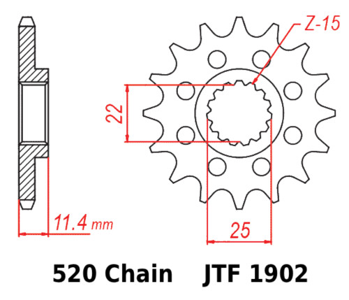 JT Front Sprocket | 15 Tooth | 520 | Steel | Lightweight (JTF1902.15)