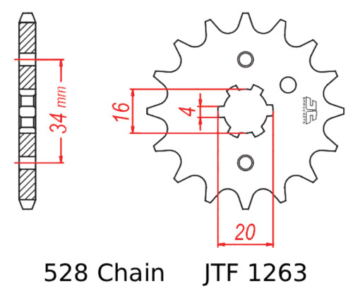 JT Front Sprocket | 16 Tooth | 528 | Steel (JTF1263.16)