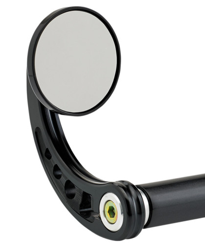 Joker Machine Curved Stem 2.25" Round Black Bar End Mirror (09-312-CB)