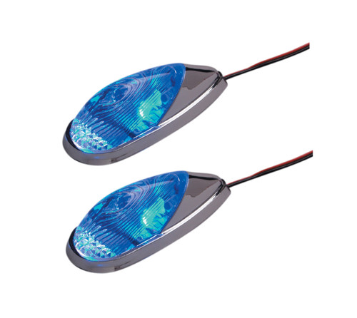 K&S LED Adhesive Flush Mount Mini Marker Light Chrome/Blue (25-9500)