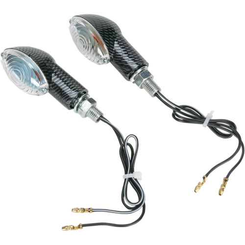 K&S Ultra Small Mini Stalk Marker Lights Faux Carbon w/Clear Lens (25-8361)