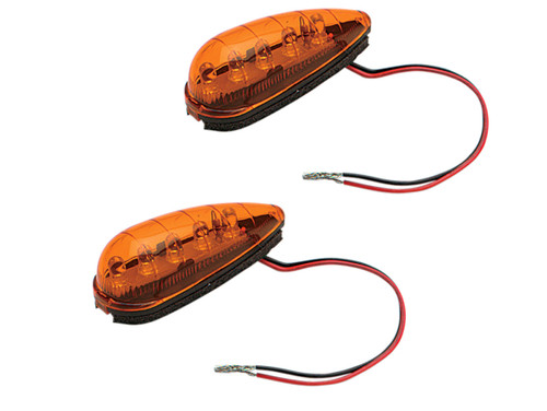 K&S Black Teardrop LED Marker Lights w/Amber Lens (25-8900)