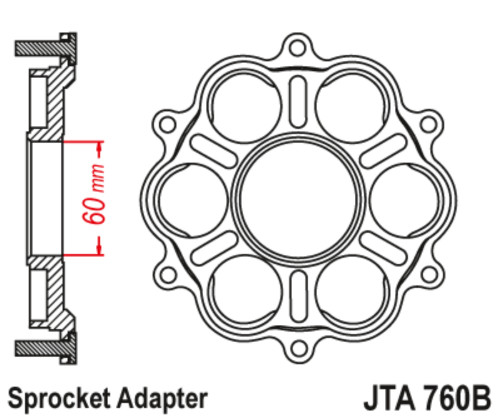 JT Ducati Aluminum Rear Sprocket Carrier 520/525 (JTA760B)