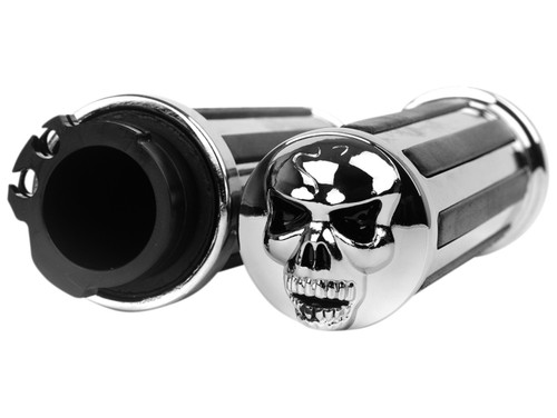 G2 Ergonomics Rail Quick-Turn Grips | Skull End Cap | Chrome/Black (17-0531SK-Q)