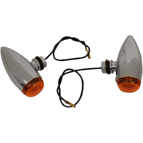 Drag Specialties Chrome Marker Lights w/Amber Lens (DS-282040)