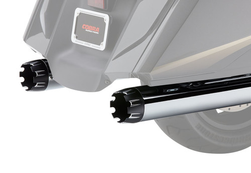 Cobra 4" Chrome Slip-On Exhaust Mufflers w/Black Dual Cut Tip (1219)