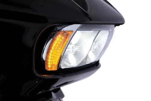 Ciro Fang Chrome Headlight Bezel Side Light Kit for '15-up Road Glides (45250)