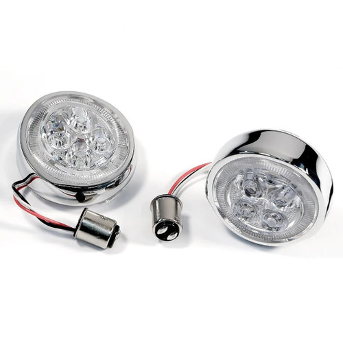 Ciro Fang Turn Signal Light Inserts Rear - Chrome w/Red LED (45401)