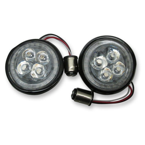 Ciro Fang Turn Signal Light Inserts Rear - Black w/Red LED (45521)