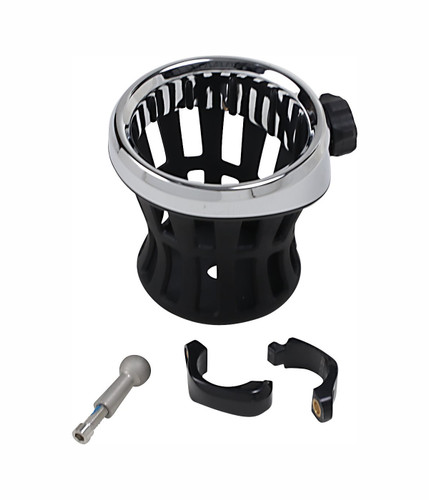 Ciro Chrome/Black Drink Holder with 1.25" Handlebar Mount (50415)