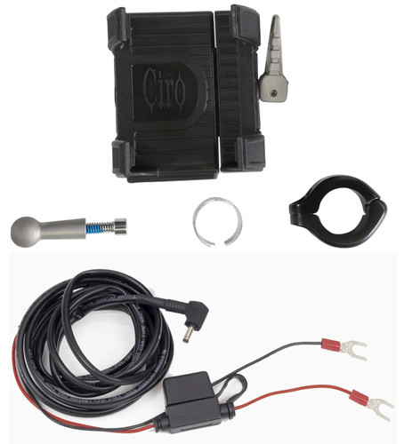Ciro Smartphone/GPS Holder w/Charger Black w/7/8" and 1" Bar Mount (50213)
