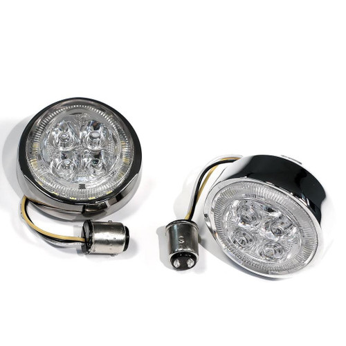 Ciro Fang Chrome Turn Signal Light Inserts w/Amber LED (45400)