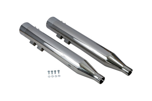 Bassani 4" DNT Straight-Can Chrome Slip-On Mufflers w/Chrome End Caps (1F7DNT6)