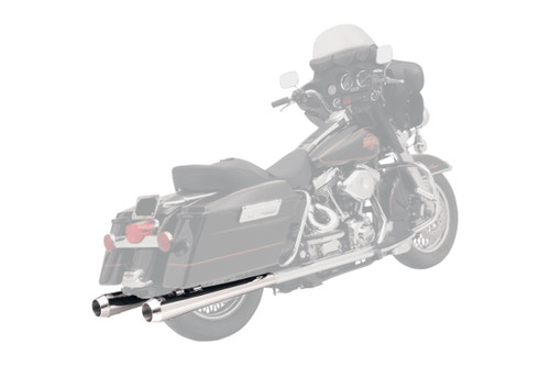 Bassani 4" Megaphone Chrome Slip-On Mufflers w/Chrome End Caps (FLH-517L)