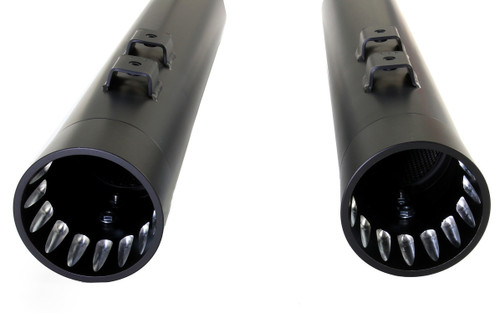 Bassani 4" DNT Slip-On Megaphone Mufflers Black w/Black End Caps (1F57DNT5B)