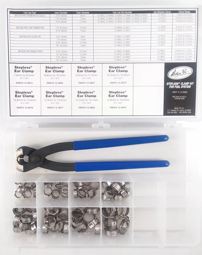 Motion Pro Stepless Clamp Fuel Line Fittings Kit 80pc with Pincer Tool (12-0083)