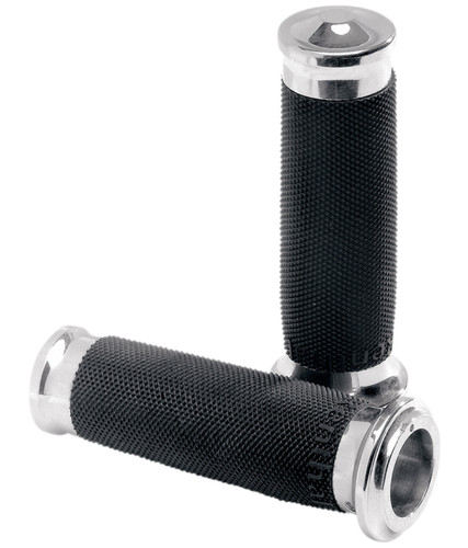 Performance Machine Contour Chrome/Black Throttle by Wire Grips (0063-2020-CH)