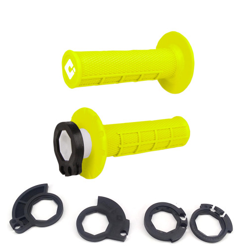 ODI MX V2 Lock-On Grips | Half Waffle | Twist Throttle | Fluo Yellow (H36HWY)