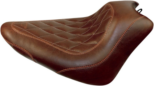Mustang Wide Tripper Solo Driver Brown Diamond Stitch Motorcycle Seat (76766)