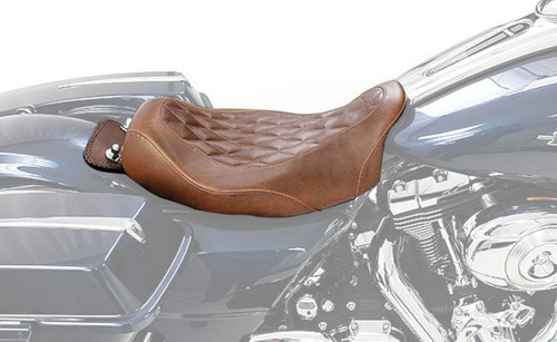 Mustang Wide Tripper Solo Driver Brown Diamond Stitch Motorcycle Seat (76722)