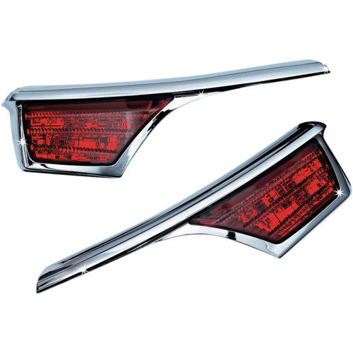 Kuryakyn Passenger Armrest Turn Signal Accents w/Chrome Trim & Red Lens (3240)