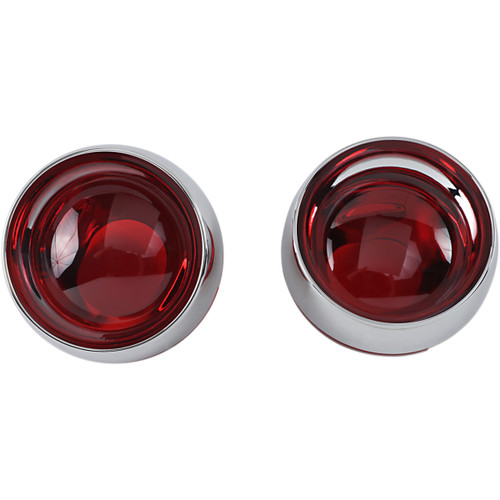 Kuryakyn Deep Dish Signal Bezels Chrome w/Red Lens Rear (2269)