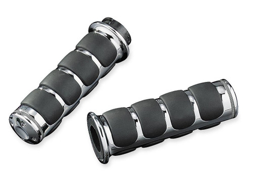 Kuryakyn ISO Chrome/Black Rubber Handlebar Grips (6235)